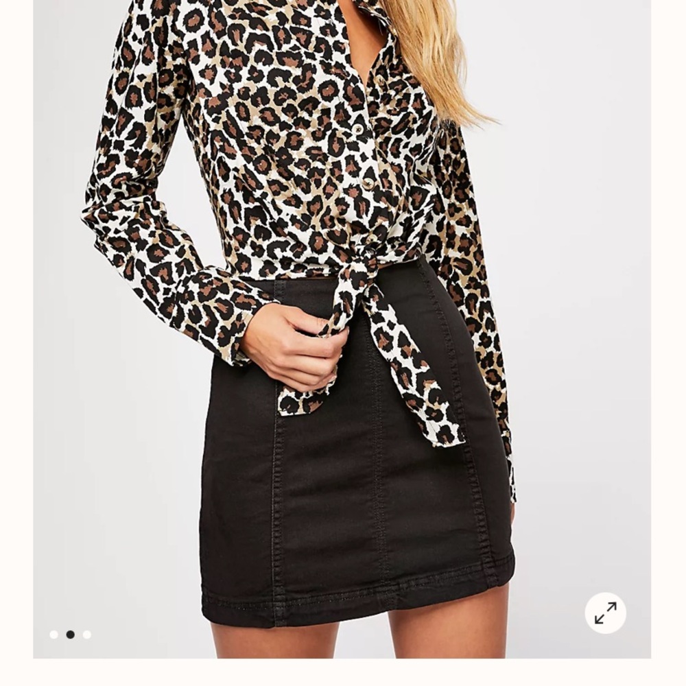 Free people stretchy jean skirt